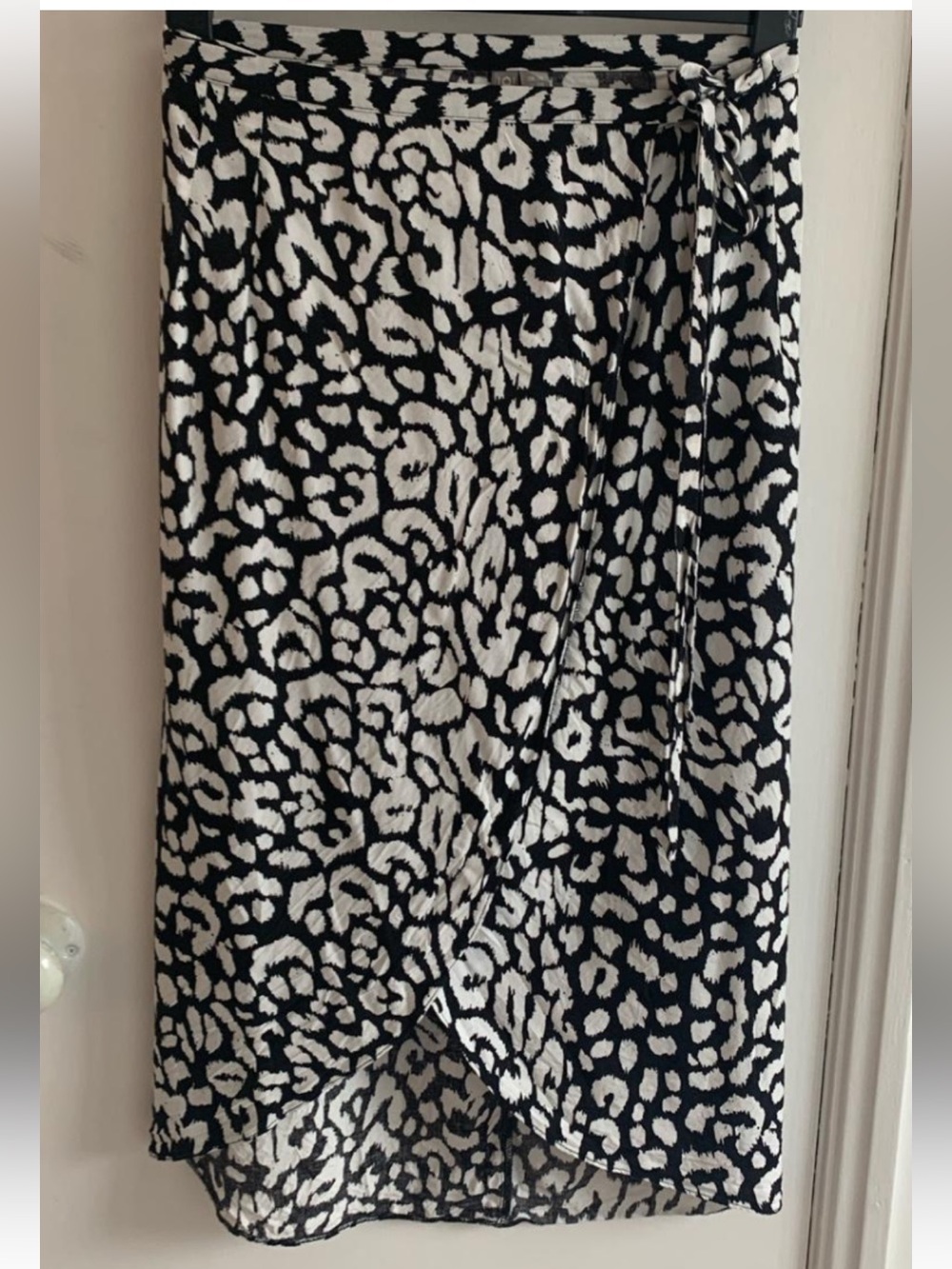 ASOS Black and White Leopard Print Midi Skirt